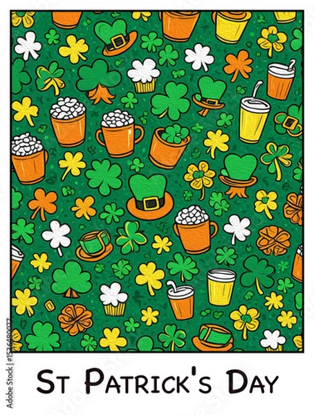 Fototapeta St Patrick's Day oil paint illustration. Abstract pattern for printing on wall decorations, wallpapers, covers, leaflets