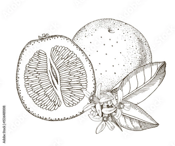 Fototapeta Grapefruits hand drawn vector illustration