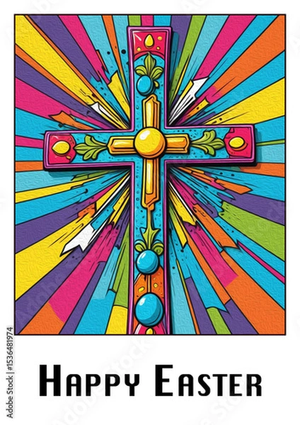 Fototapeta Easter. Card design. Pattern for printing on wall decorations, covers, posters. Oil paint