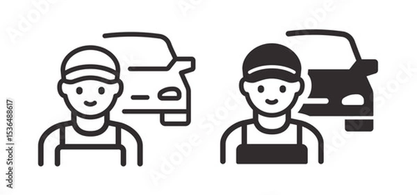 Obraz Mechanic icons. Symbol of auto repair and vehicle service. Vector illustration.