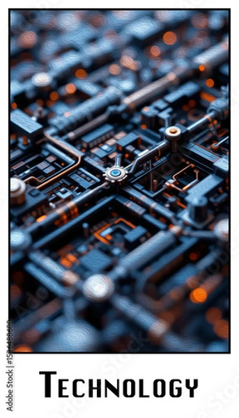 Fototapeta Abstract technology background. . Oil paint illustration.