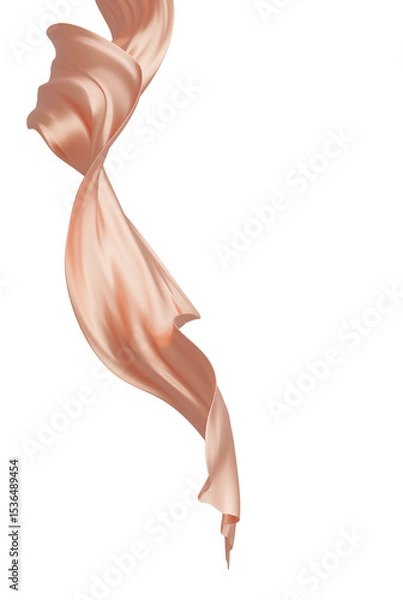 Fototapeta Luxury orange beige fabric on white background with copy space 3D render
