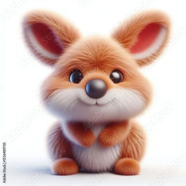 Obraz 3D realistic adorable fluffy funny Kangaroo expression on a white background