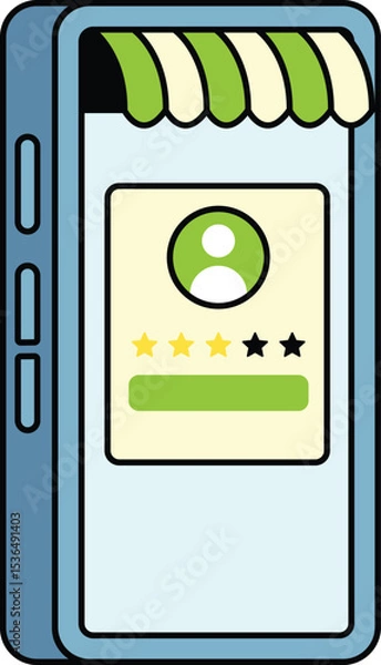 Fototapeta Mobile app user review with rating illustration