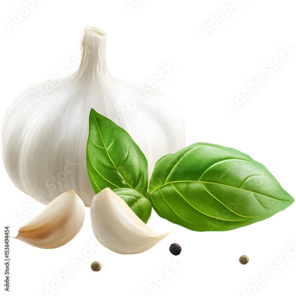 Obraz garlic and basil