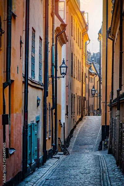 Fototapeta Colorful architecture in Old Town of Stockholm, Sweden.