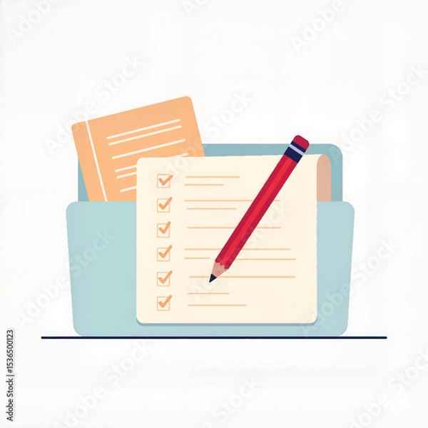 Fototapeta Stylish folder with graphic organizers and checklist on white background, organization