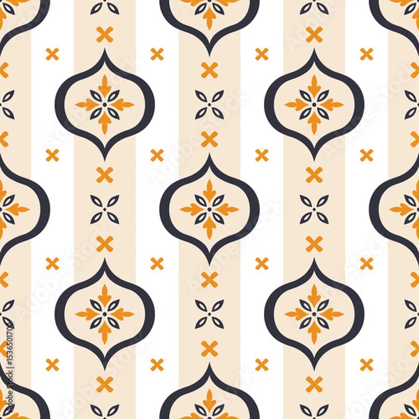 Obraz Luxury vector seamless pattern. Ornament, Traditional, Ethnic, Arabic, Turkish, Indian motifs. Great for fabric and textile, wallpaper, packaging design or any desired idea.
