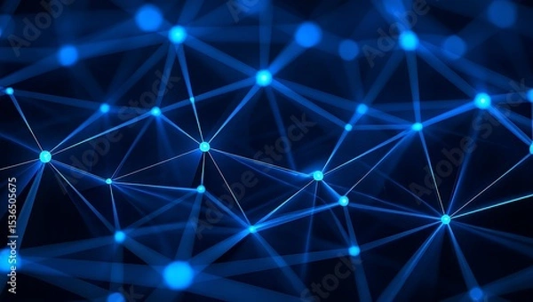 Fototapeta Abstract Digital Connection System with Node and Line Structure