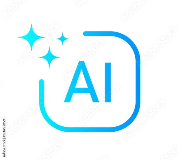Fototapeta Generative AI logo icon magic sparkle stars symbol , Artificial intelligence sign. Vector ai generated icon button