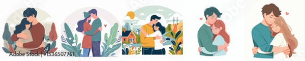 Obraz vector of a couple hug