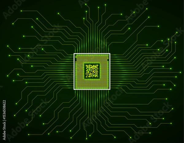 Obraz Circuit board. Microprocessor. Microchip. Circuit board. Technology background. Vector illustration