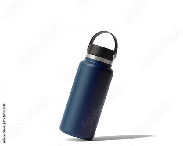 Fototapeta Blank Empty Hydro Flasks Dew Bottle, Sport Water Bottle Packaging Isolated On Transparent Background, Prepared For Mockup, 3D Render.