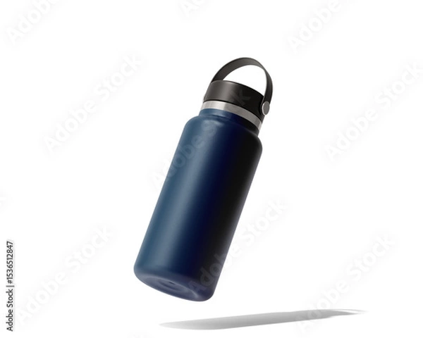 Fototapeta Blank Empty Hydro Flasks Dew Bottle, Sport Water Bottle Packaging Isolated On Transparent Background, Prepared For Mockup, 3D Render.