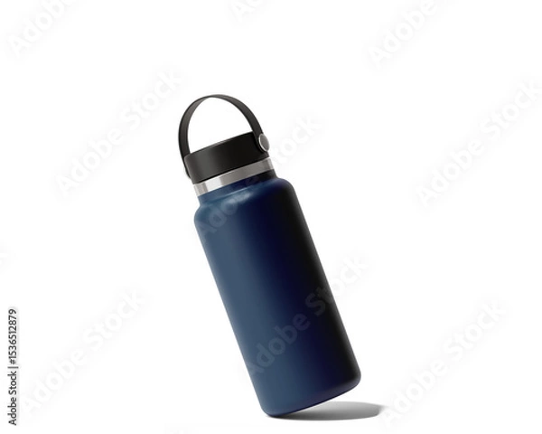 Fototapeta Blank Empty Hydro Flasks Dew Bottle, Sport Water Bottle Packaging Isolated On Transparent Background, Prepared For Mockup, 3D Render.