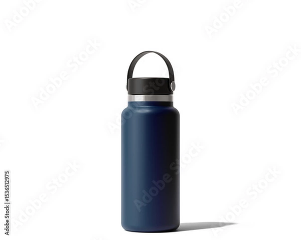 Fototapeta Blank Empty Hydro Flasks Dew Bottle, Sport Water Bottle Packaging Isolated On Transparent Background, Prepared For Mockup, 3D Render.