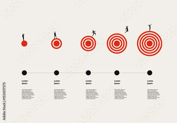 Fototapeta Business Target Growth Infographic Template with Minimal Illustration