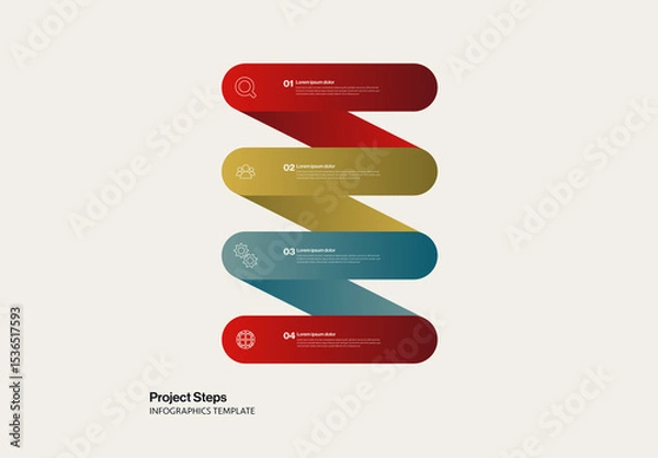 Fototapeta Project Steps Vertical Infographic Template with Colorful Rounded Shapes