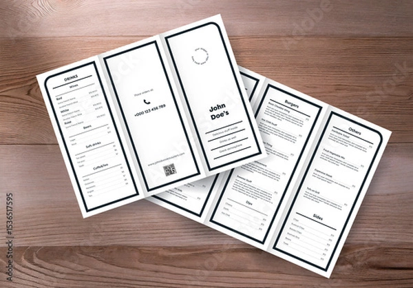 Fototapeta Retro Restaurant Menu Template with Minimalist Thick Frames