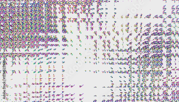 Obraz Glitch noise static television VFX. Visual video effects stripes background, CRT tv screen no signal glitch effect