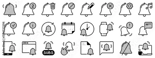 Fototapeta Icons in two tones about notification. Interface elements.