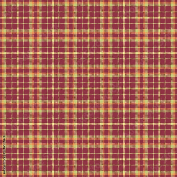 Fototapeta Window background fabric vector, india texture seamless plaid. Back to school tartan check pattern textile in red and lime colors.