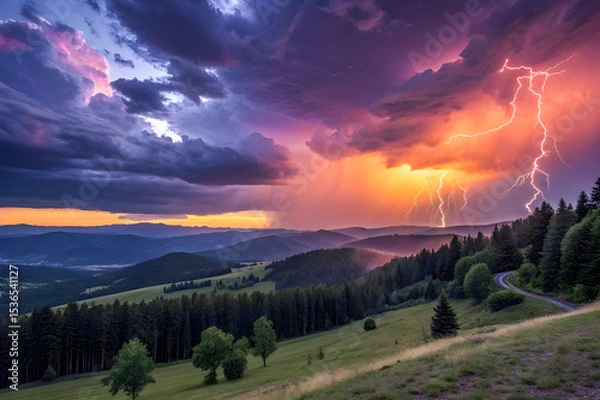 Obraz sunset in the mountains