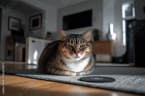 Obraz Serious cat on the floor