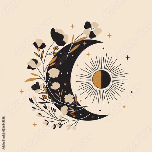 Obraz Moon and celestial mystical elements. Rise of inner and spiritual power.