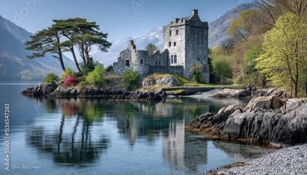 Obraz Picturesque castle reflected in calm water