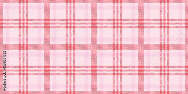 Fototapeta Seamless vector pattern with pink and red tartan plaid design, classic textile background, cozy Valentine’s Day style, romantic holiday vibes, diagonal stripes, decorative romantic fabric texture