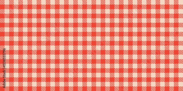 Fototapeta Seamless vector pattern red white checkered gingham retro picnic fabric tablecloth texture textile background summer decorative design traditional style wrapping illustration