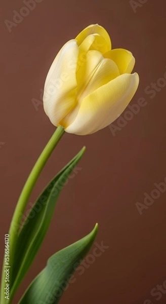 Obraz Yellow Tulip Against Brown Background
