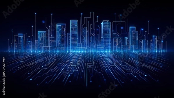 Obraz The Future of Smart Cities Building Modern Digital Networks