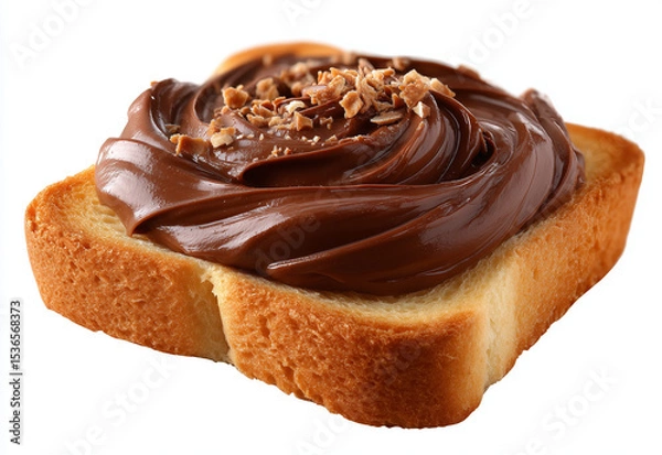 Fototapeta Indulgent Chocolate Cream Spread on Bread Slice - High-Resolution Food Photography on White Background with Clipping Path