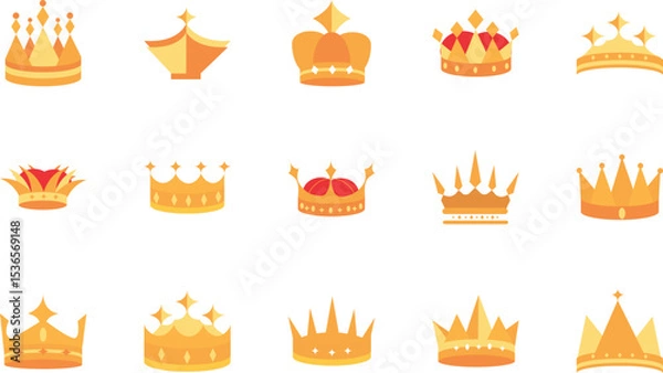 Obraz Collection of Golden Crowns 15 Unique Royal Crown Designs for Royalty, Fantasy, and More - 563.eps