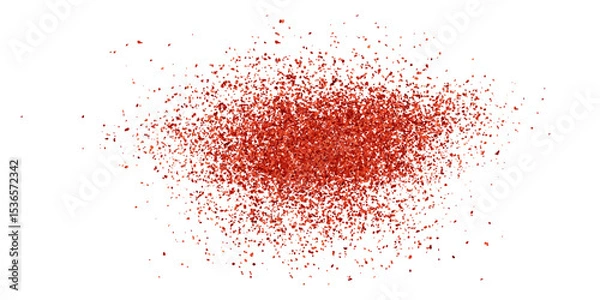 Fototapeta Splashes of granulated chili powder on a tabletop or countertop. Grunge paprika texture. Red pepper particles are visible as an oval mark on the surface. Vector illustration