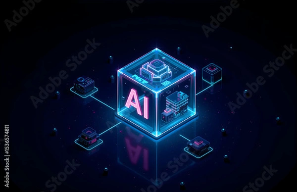 Obraz AI Tech Cube Concept
