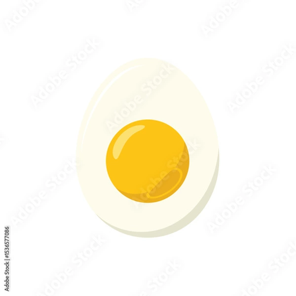 Obraz A Simple Minimalist Illustration of a Hard-Boiled Egg Cut in Half