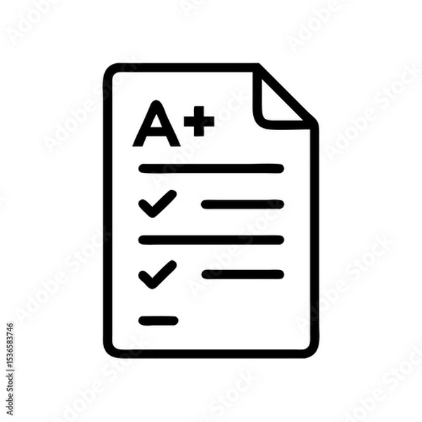 Fototapeta Assignment checklist with A+ grade and checkmarks on paper  