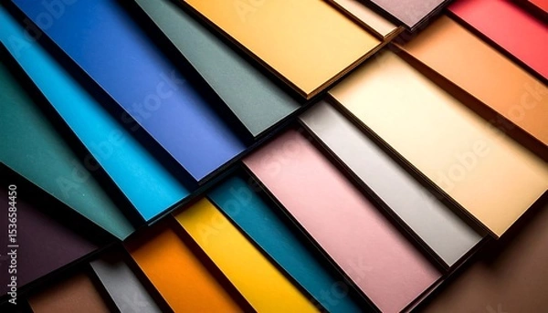 Fototapeta Vibrant Color Palette Arrangement Abstract Modern Composition of Geometric Shapes.
