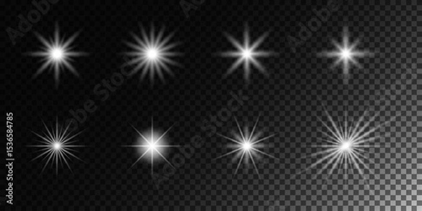 Fototapeta Set of isolated objects 46. Set of luminous elements, light, shiny rays, luminous lines, New Year's luminous decorations, rays of light. Set of lighting effects, effect 20.