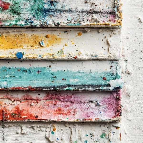 Obraz Colorful abstract painting showing brushstrokes and paint splatter