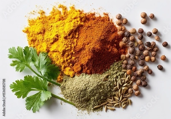 Obraz Colorful spices and herbs creating a flavorful culinary experience