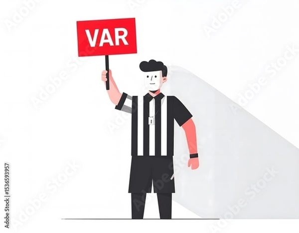 Obraz Football referee raising var sign during match