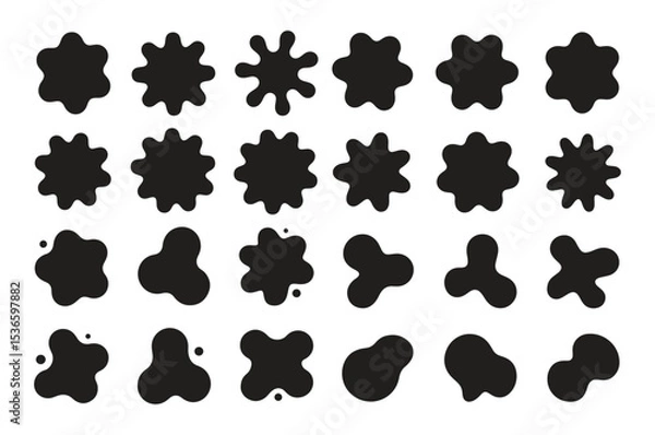 Fototapeta Black abstract blob shape set isolated on white background