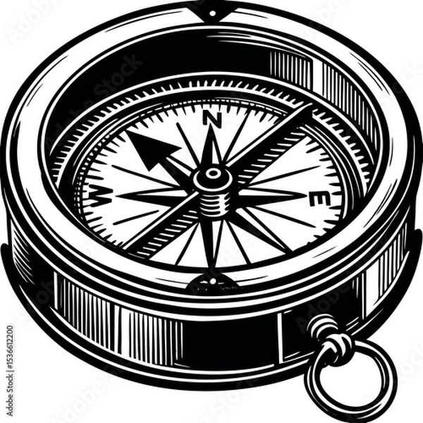 Obraz Vintage Nautical Compass Design with Detailed Elements for Maritime or Adventure Themes