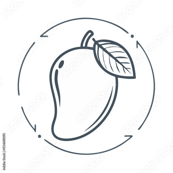 Fototapeta Elegant Mango Illustration with Circular Arrow Design Element on Dark Background