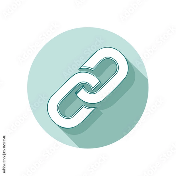 Fototapeta Illustrated Chain Link on Light Blue Circle Representing Connection and Interlink