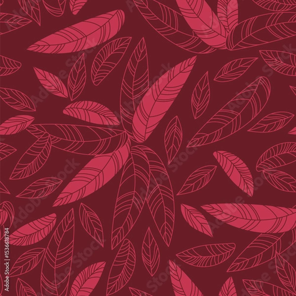 Fototapeta Red falling leaves. Seamless background for fabrics, textiles, packaging and wallpaper. Vector illustration